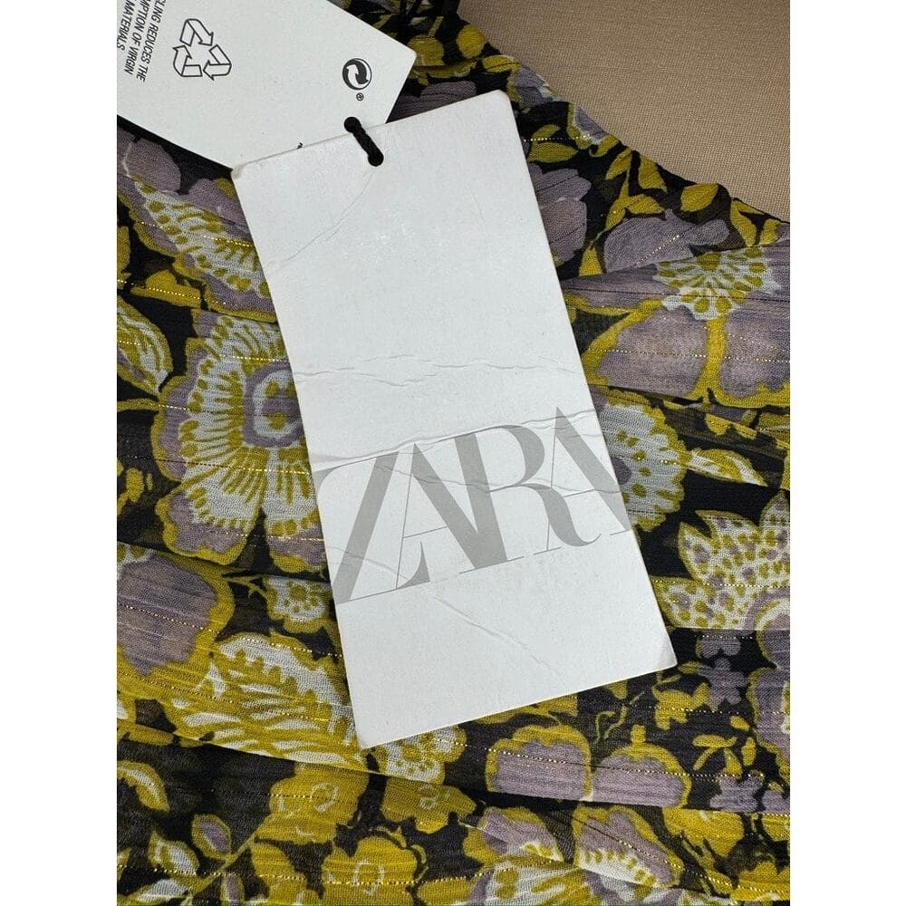 405. Zara One Shoulder Floral Ruched Mini Dress Size M NWT - Thumbnail 5