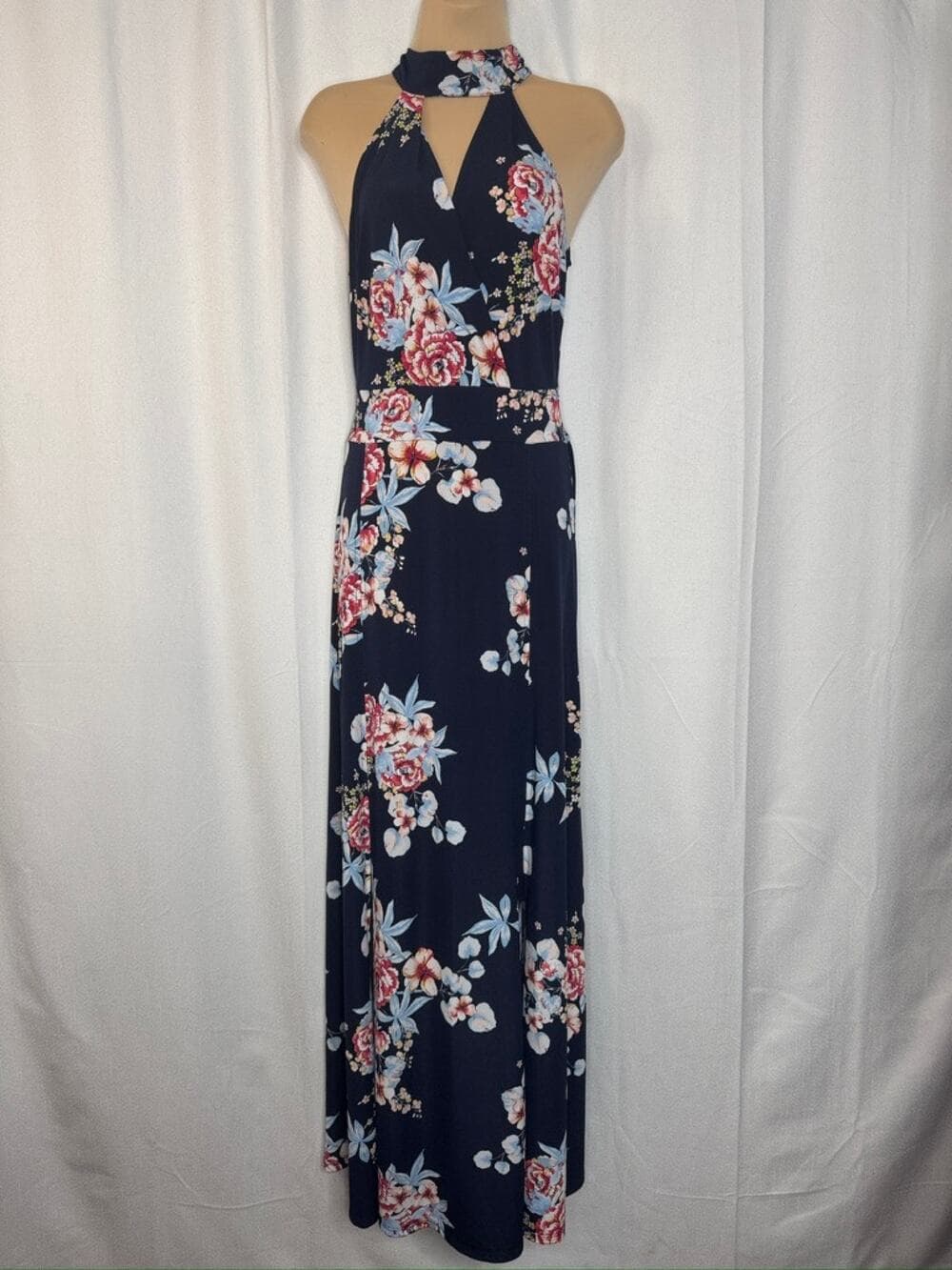 394. New York & Company Floral Halter Maxi Dress Size XS - Thumbnail 8