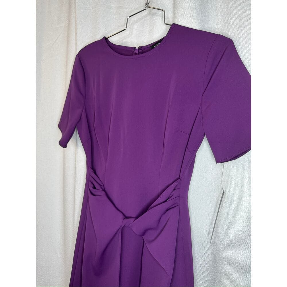 401. Maggy London Purple Tie Waist Short Sleeve Midi Dress Size 0 - Thumbnail 4