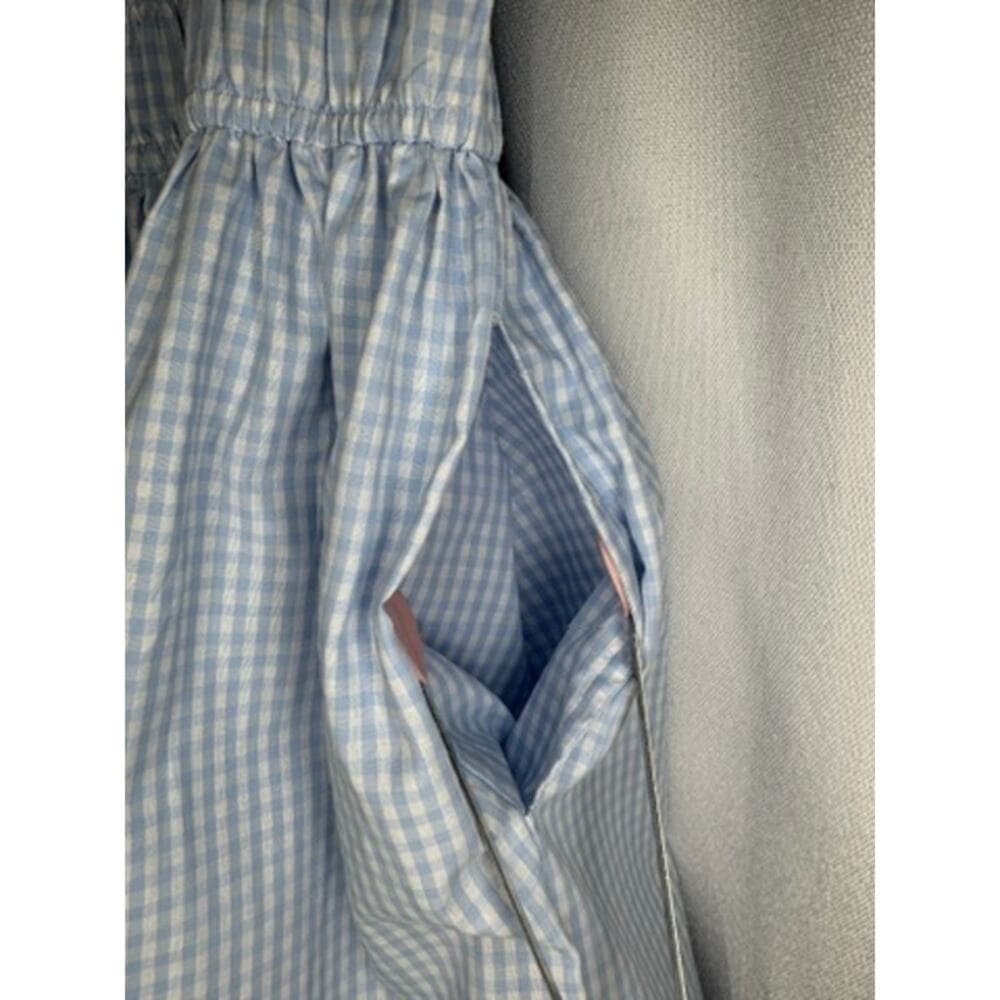 403. Sim & Sam Blue Gingham Sleeveless Fit & Flare Dress Size M - Thumbnail 6