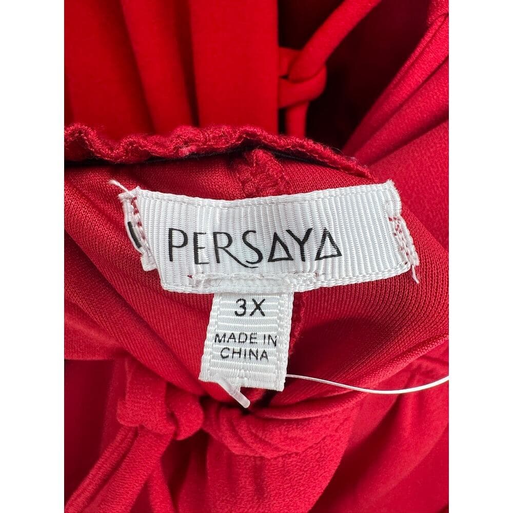 386. Persaya Red Lace Up Wide Leg Jumpsuit Size 3X - Thumbnail 2