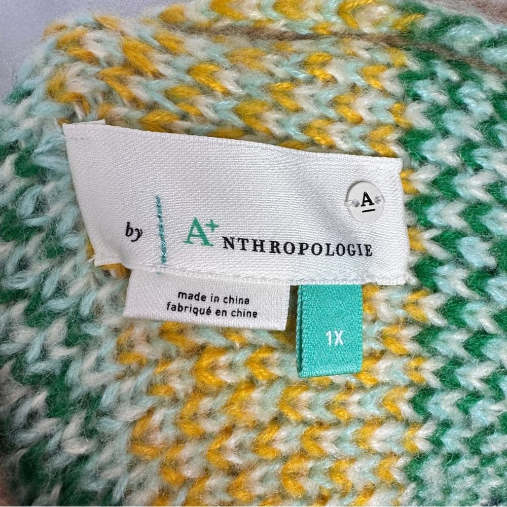304. Anthropologie A+ Fair Isle Shawl Collar Cardigan Sweater 1X
