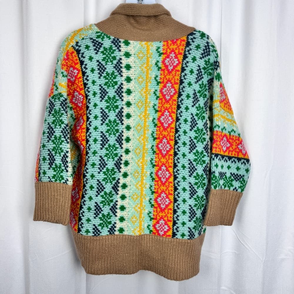 304. Anthropologie A+ Fair Isle Shawl Collar Cardigan Sweater 1X - Thumbnail 4