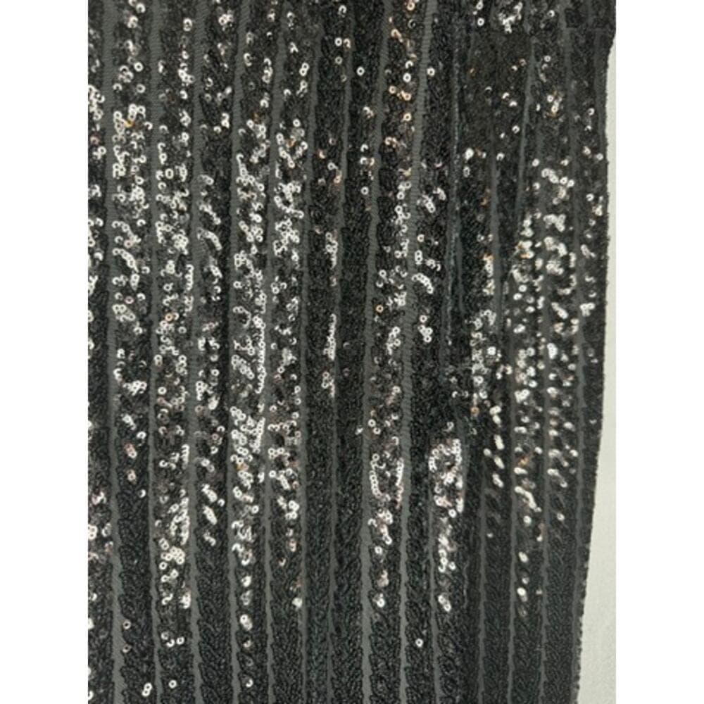 395. Lulu's Black Sequin Plunge V-Neck Long Sleeve Maxi Gown Size M NWT - Thumbnail 8