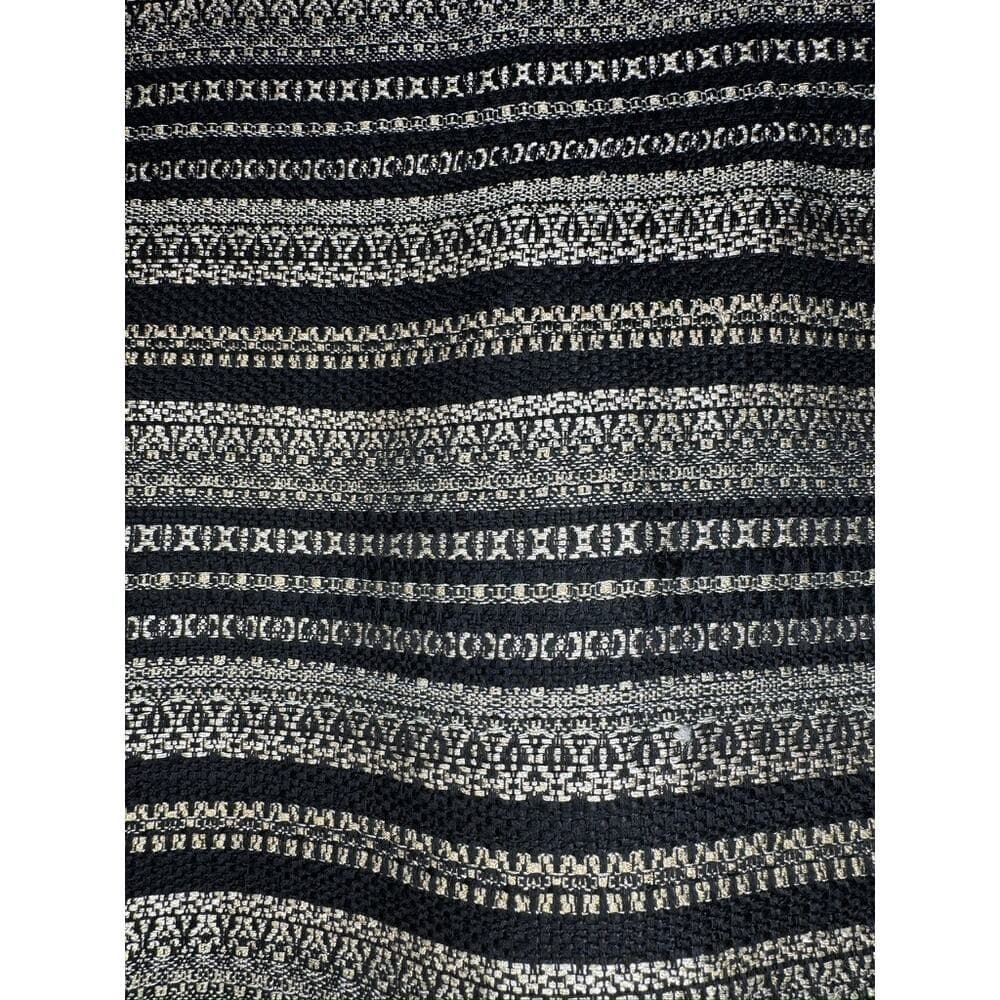 396. Darling Textured Fringe Pocket Shift Dress Black Cream - Thumbnail 8