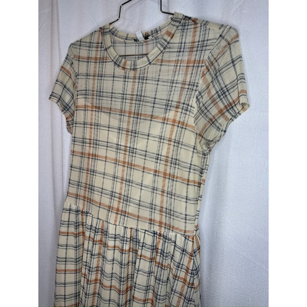 398. AUW Plaid Mock Neck Midi Dress Size XS - Thumbnail 4