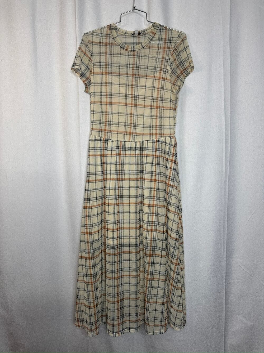 398. AUW Plaid Mock Neck Midi Dress Size XS - Thumbnail 7