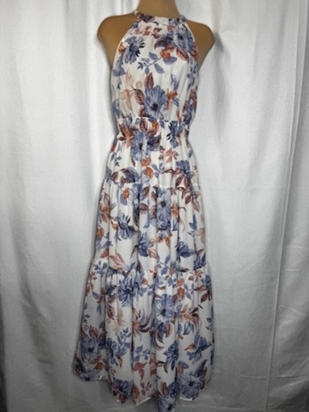 391. Japna Floral Halter Maxi Dress Size S EUC - Thumbnail 7