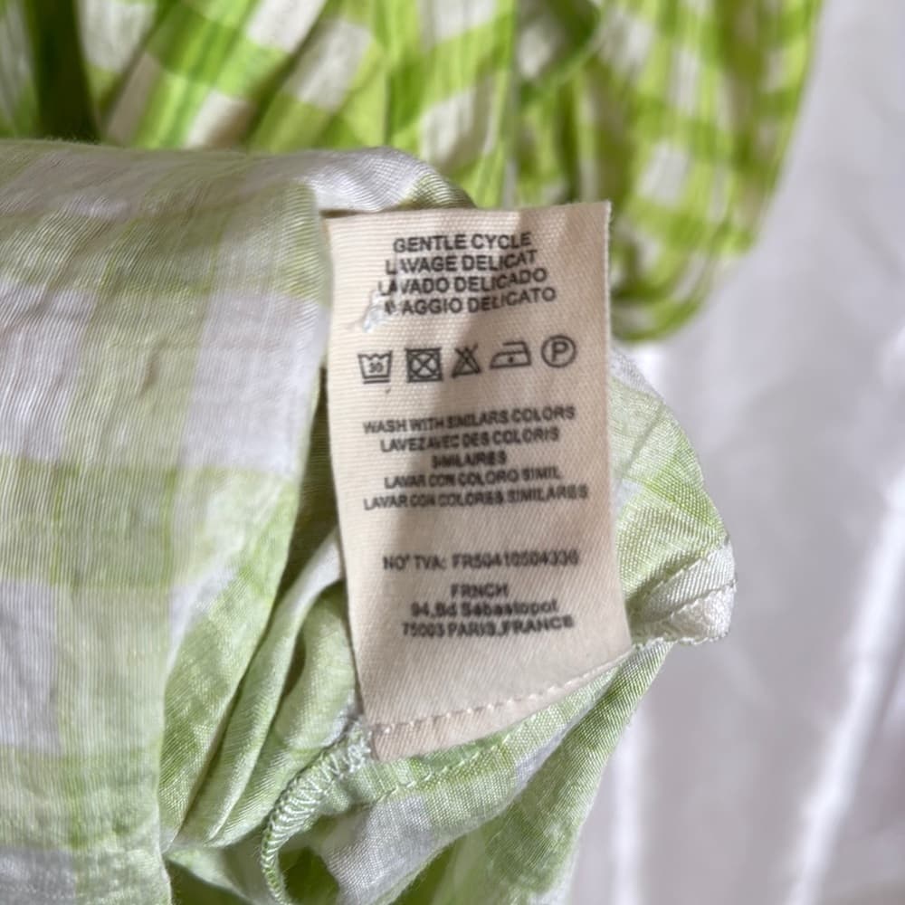 54. FRNCH Paris Olive Gingham Belted Shirt Dress with Pockets – XS - Thumbnail 9