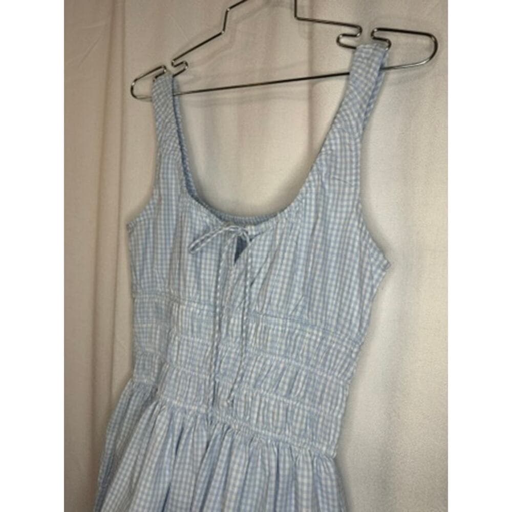 403. Sim & Sam Blue Gingham Sleeveless Fit & Flare Dress Size M - Thumbnail 4