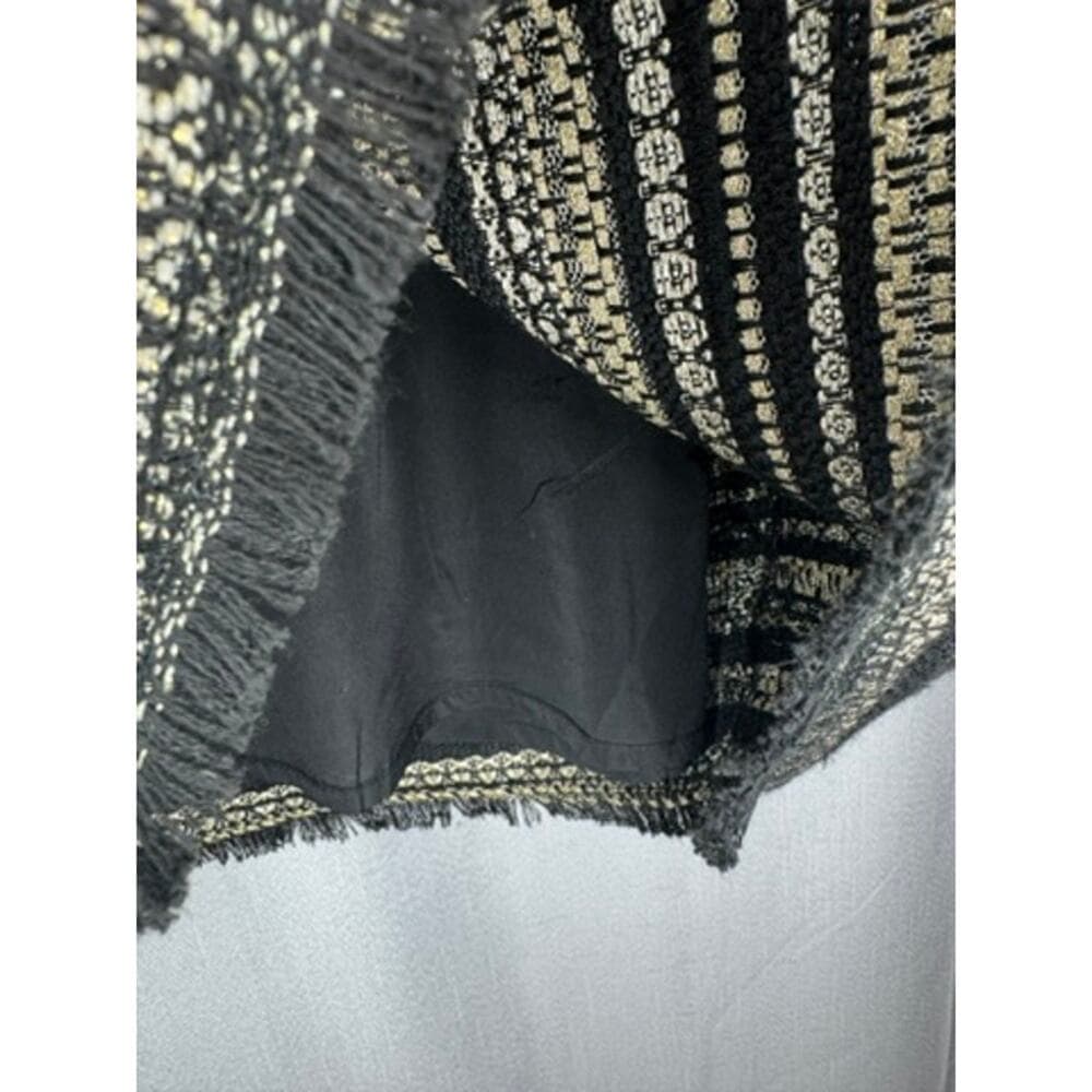 396. Darling Textured Fringe Pocket Shift Dress Black Cream - Thumbnail 7