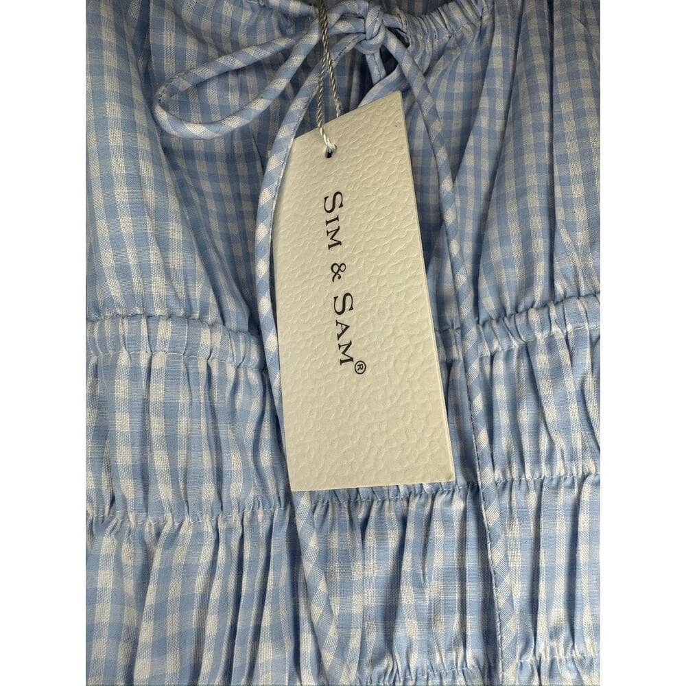403. Sim & Sam Blue Gingham Sleeveless Fit & Flare Dress Size M - Thumbnail 5
