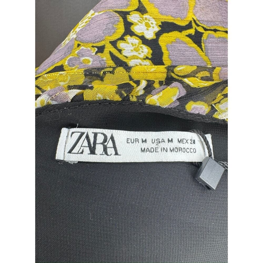 405. Zara One Shoulder Floral Ruched Mini Dress Size M NWT - Thumbnail 2