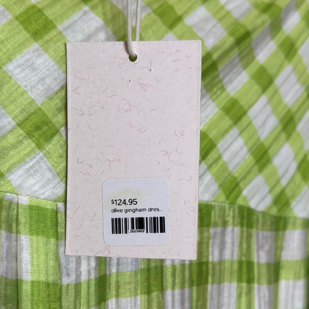 54. FRNCH Paris Olive Gingham Belted Shirt Dress with Pockets – XS - Thumbnail 7