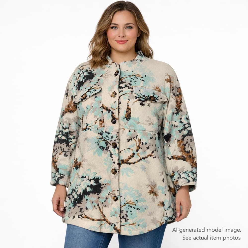 299. Field Flower 100% Wool Floral Button Front Jacket Coat 3X - Thumbnail 9