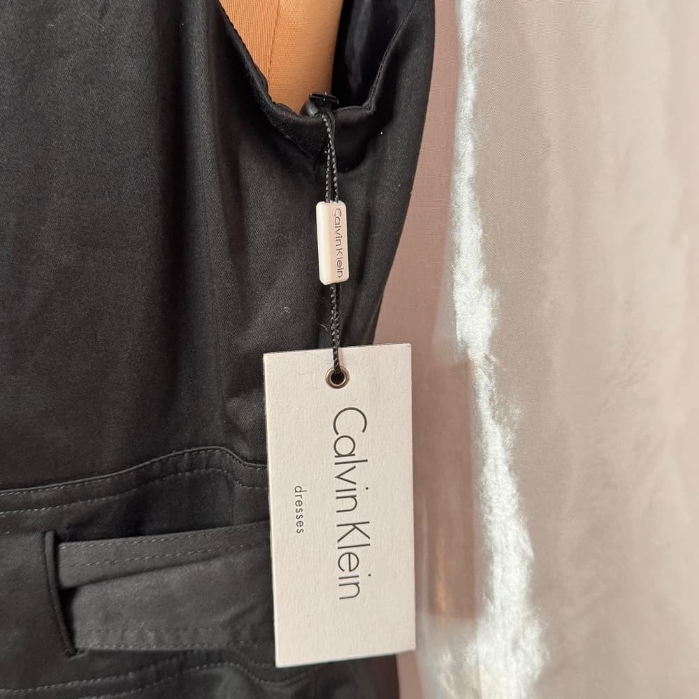 93. Calvin Klein Black Belted Sheath Dress Size 6 - Thumbnail 7