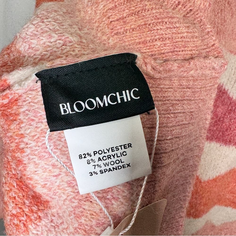 306. Bloomchic Scallop Stripe Knit Sweater Pink Orange 2X