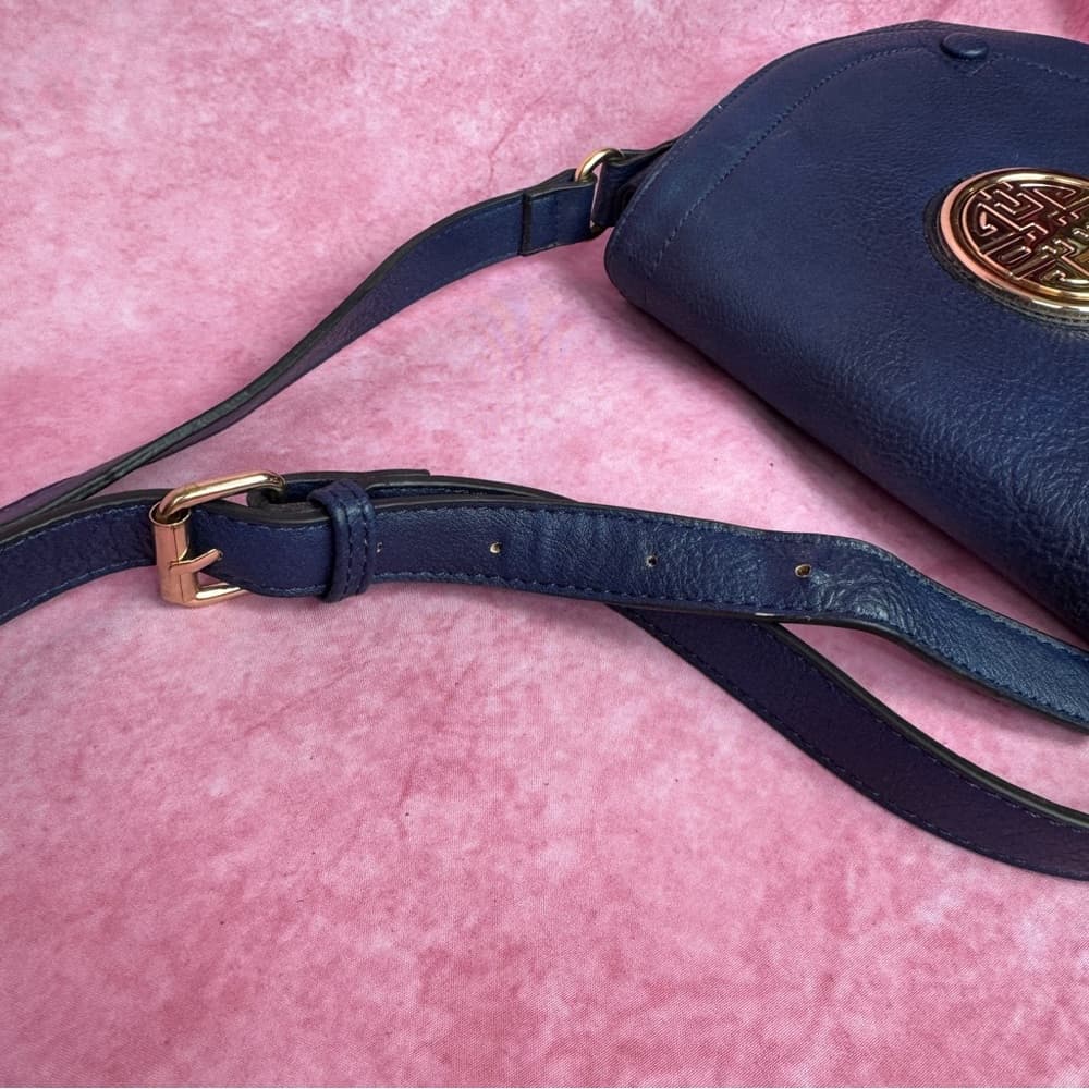 262. Blue Faux Leather Crossbody with Gold Medallion - Thumbnail 7
