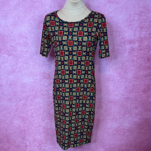 131. LuLaRoe Geometric Bodycon Dress XXS - Thumbnail 7