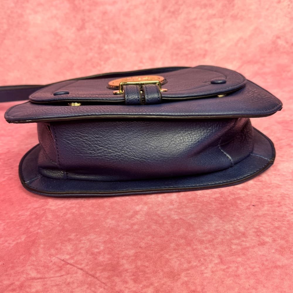 262. Blue Faux Leather Crossbody with Gold Medallion - Thumbnail 6