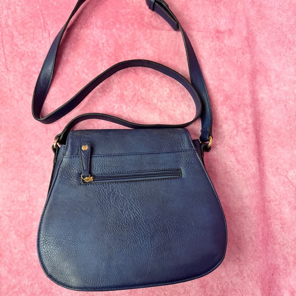 262. Blue Faux Leather Crossbody with Gold Medallion - Thumbnail 2