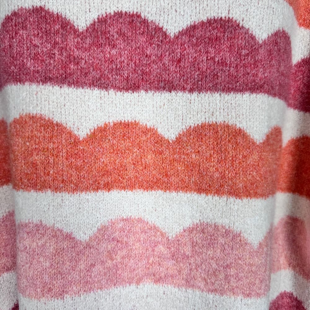 306. Bloomchic Scallop Stripe Knit Sweater Pink Orange 2X - Thumbnail 6