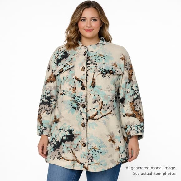 299. Field Flower 100% Wool Floral Button Front Jacket Coat 3X - Thumbnail 10