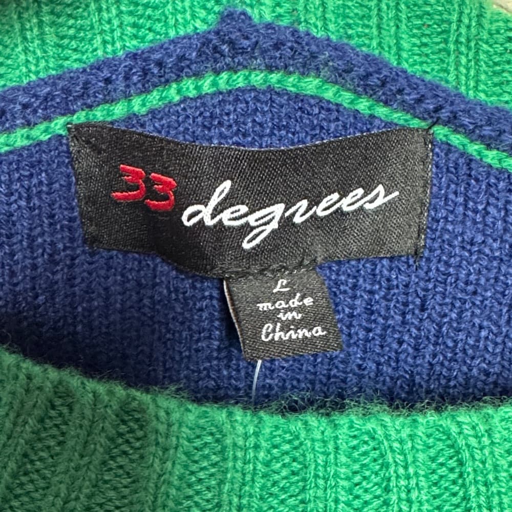 275. 33 Degrees Ski Sweater Women’s L Blue Green Holiday Knit Top L - Thumbnail 2