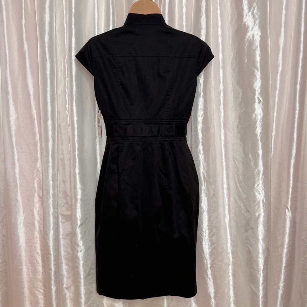 93. Calvin Klein Black Belted Sheath Dress Size 6 - Thumbnail 3