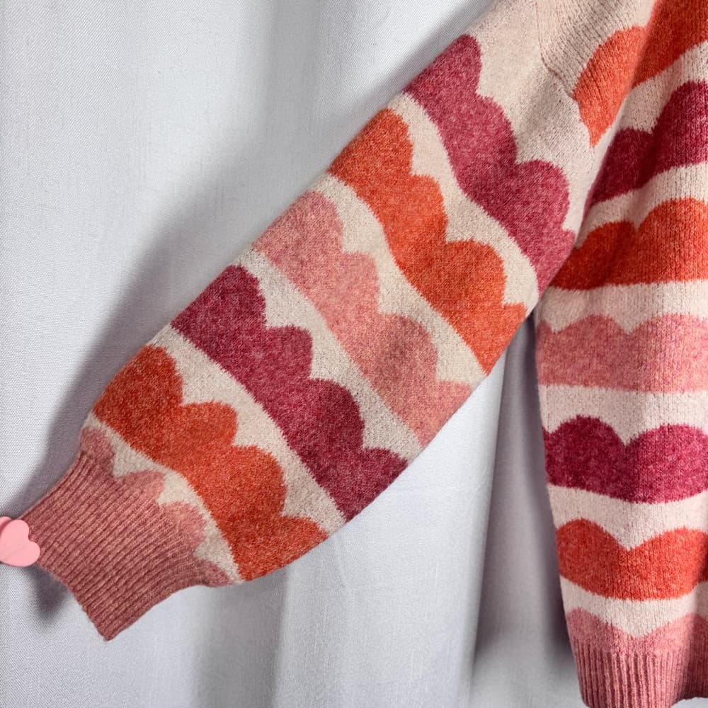 306. Bloomchic Scallop Stripe Knit Sweater Pink Orange 2X - Thumbnail 5