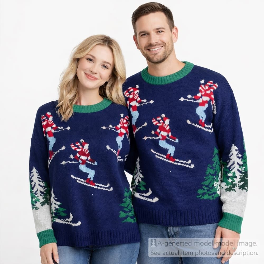 275. 33 Degrees Ski Sweater Women’s L Blue Green Holiday Knit Top L - Thumbnail 9