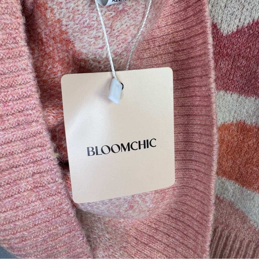 306. Bloomchic Scallop Stripe Knit Sweater Pink Orange 2X - Thumbnail 8