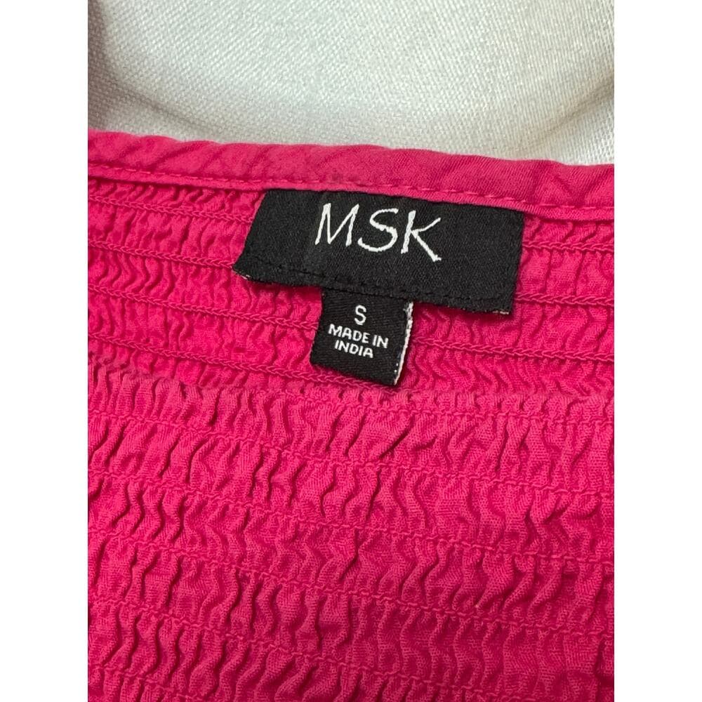 341. MSK Pink Smocked Puff Sleeve Cotton Mini Dress Size S