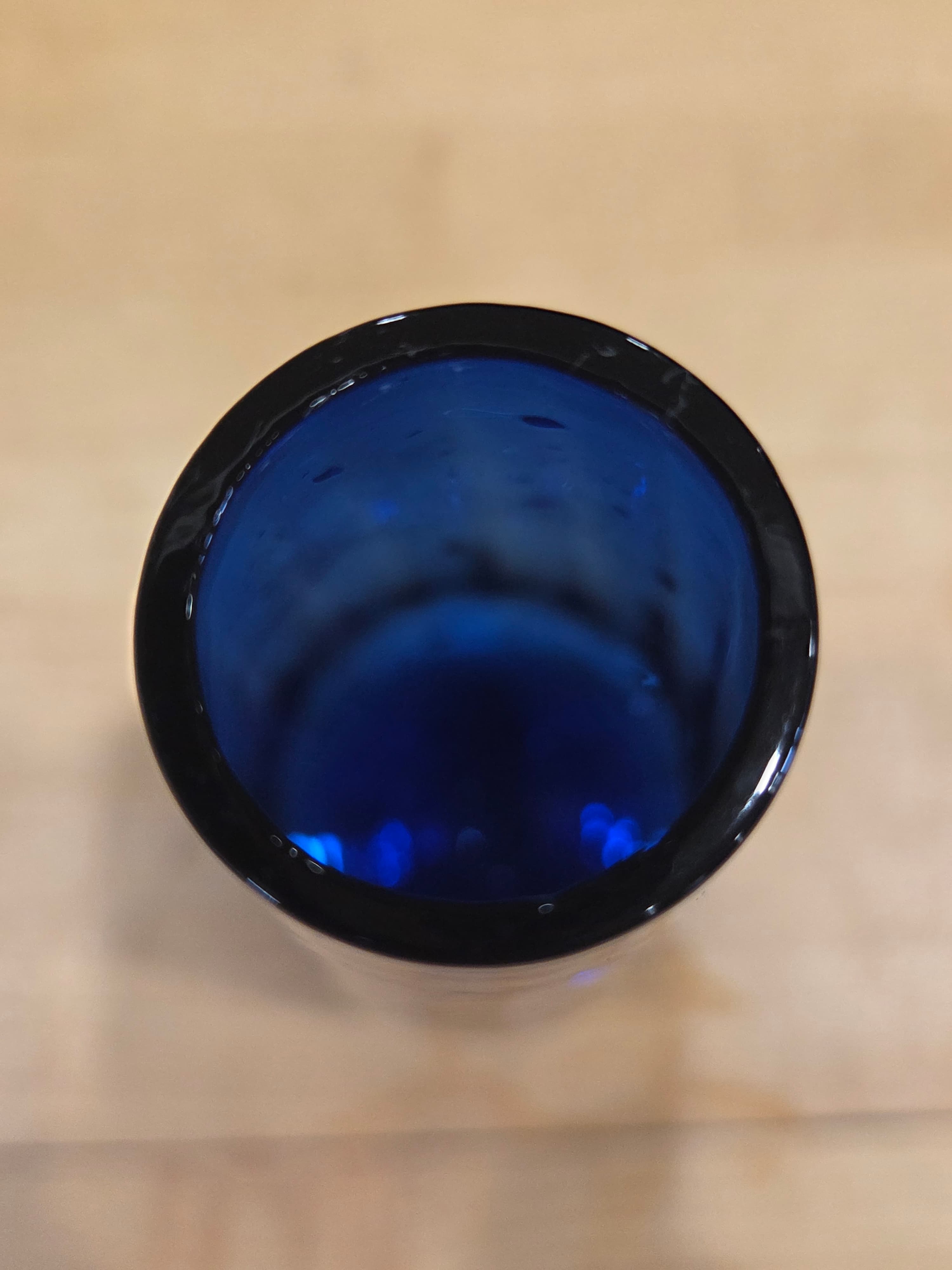 Vintage Aseda Sweden Bo Borgstrom Cobalt Blue Bud Vase Clear Pedestal Base - Thumbnail 2