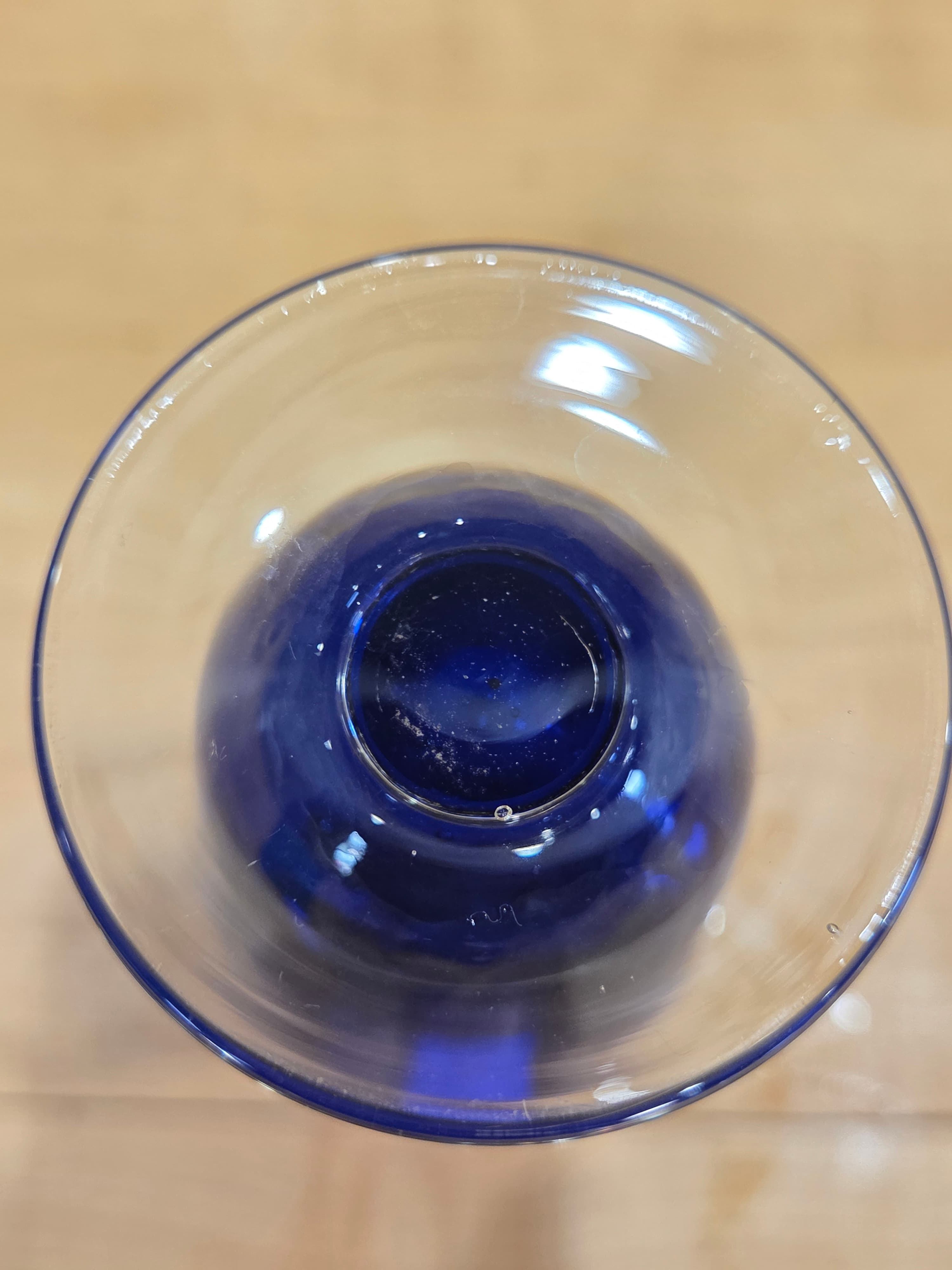 Vintage Aseda Sweden Bo Borgstrom Cobalt Blue Bud Vase Clear Pedestal Base - Thumbnail 3