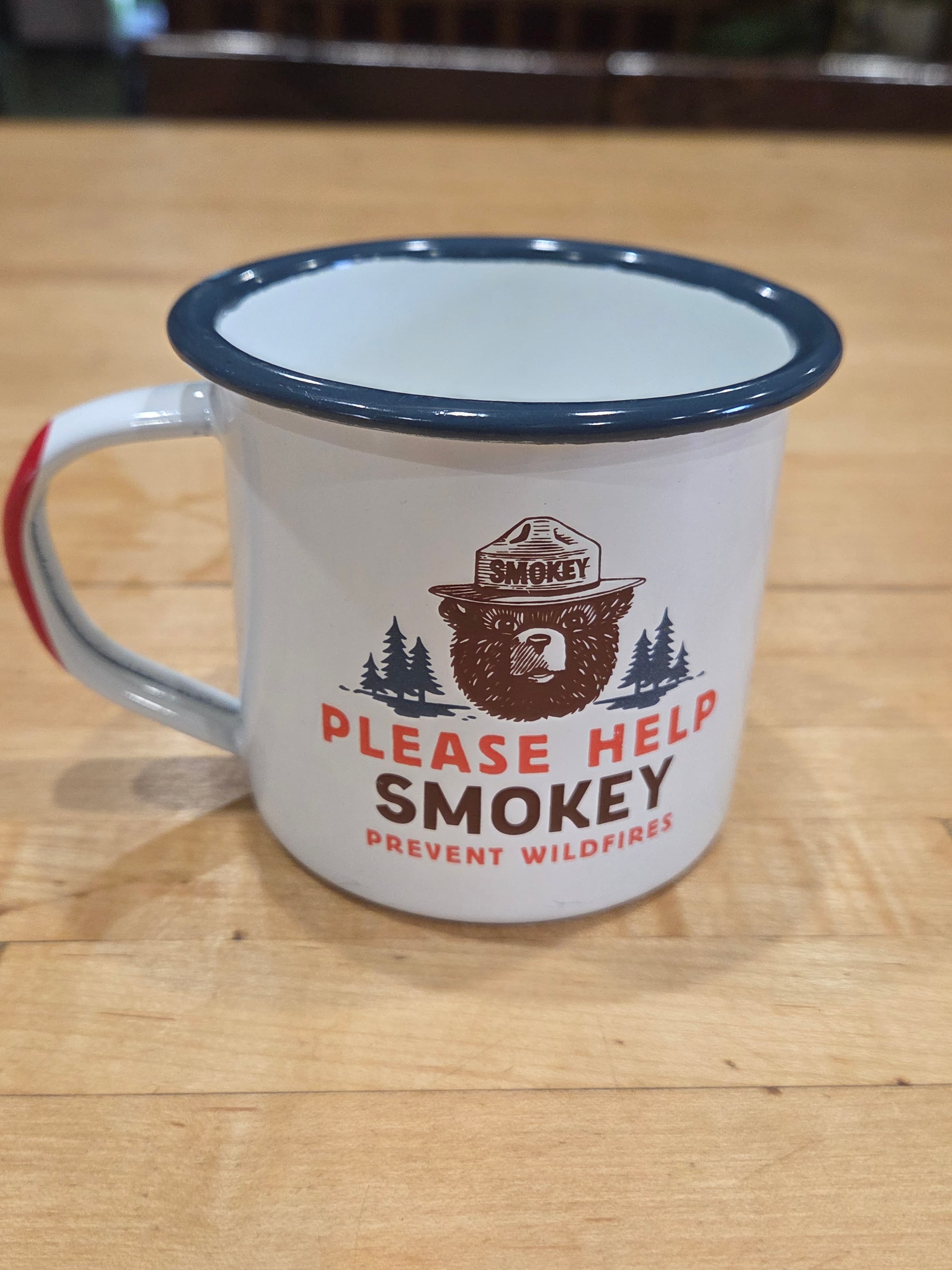 The Landmark Project Smokey Bear Enamel Camp Mug White 13 oz US Forest Service