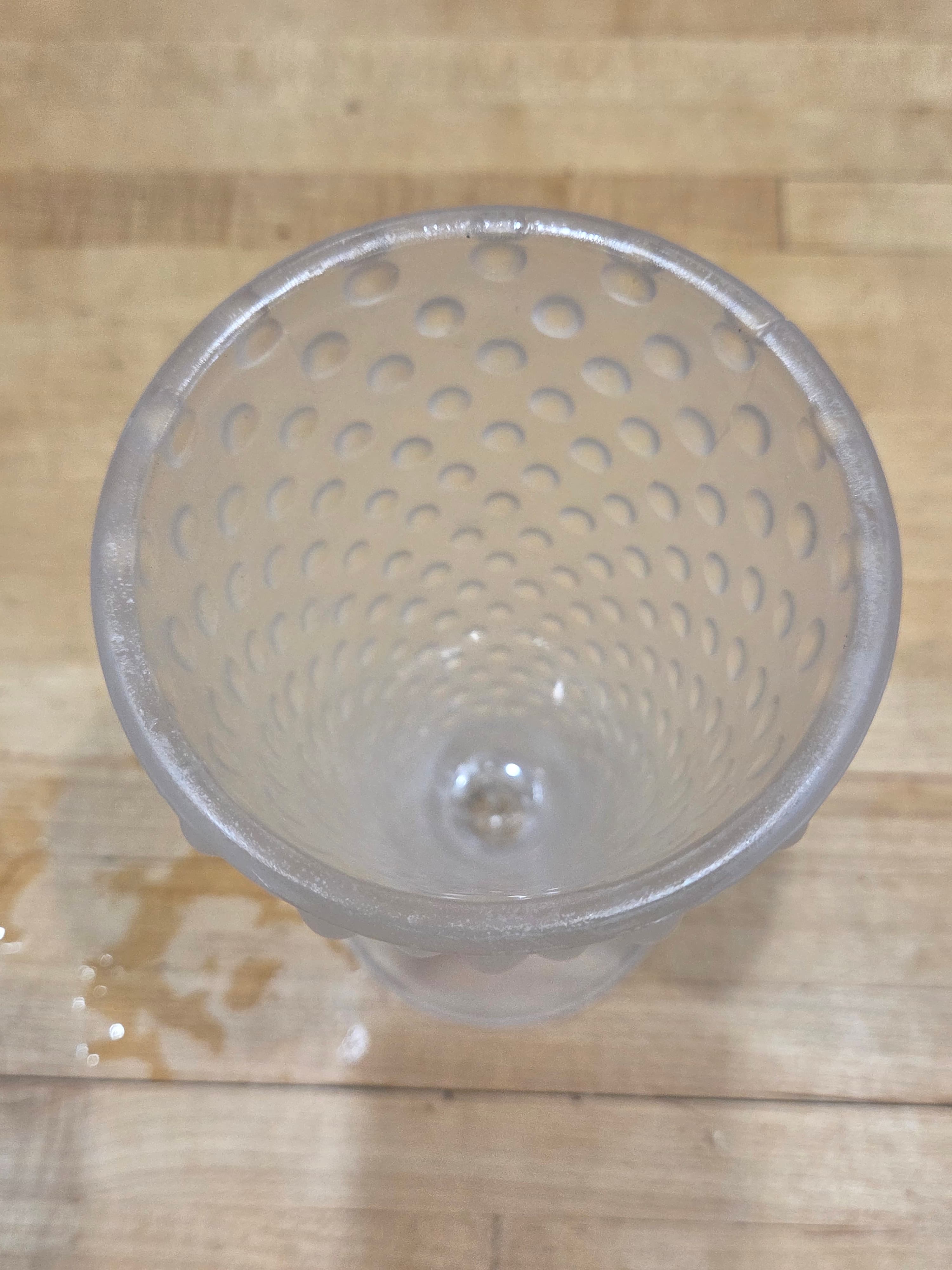 Vintage Indiana Glass Clear Satin Frosted Hobnail Footed Tumbler Vase 8 in - Thumbnail 2