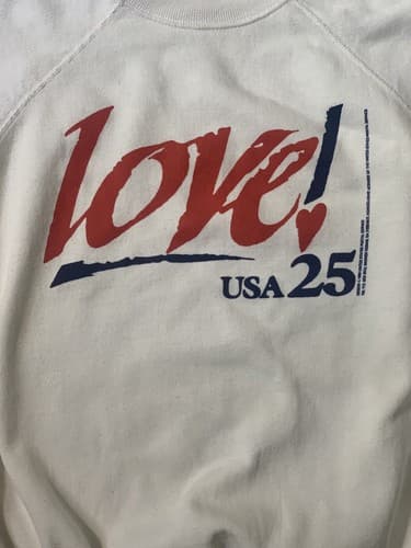 Rare Vintage Love USA USPS 25 Cent Stamp 1990s Crewneck Sweatshirt 80s 90s L - Thumbnail 3