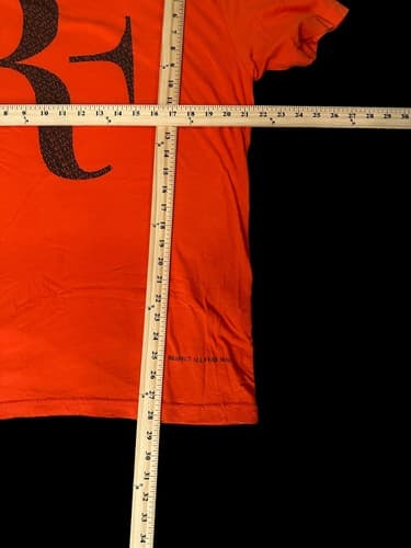 Roger Federer Repeat RF Logo Nike T-Shirt Mens Size Large Orange - Thumbnail 4