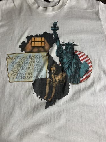 VINTAGE Vietnam Veteran T-Shirt 1988 POW 80s Single Stitch USA War Center Star - Thumbnail 2