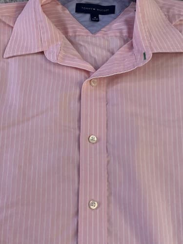 TOMMY HILFIGER - MEN'S PINK & WHITE STRIPED DRESS SHIRT - SIZE 16 X 32/33 - Thumbnail 2