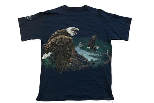 Vintage All Over Print Single Stitch Shirt Bald Eagle Animal Bull Shoals L AOP - Thumbnail 2