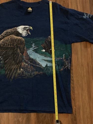 Vintage All Over Print Single Stitch Shirt Bald Eagle Animal Bull Shoals L AOP - Thumbnail 4