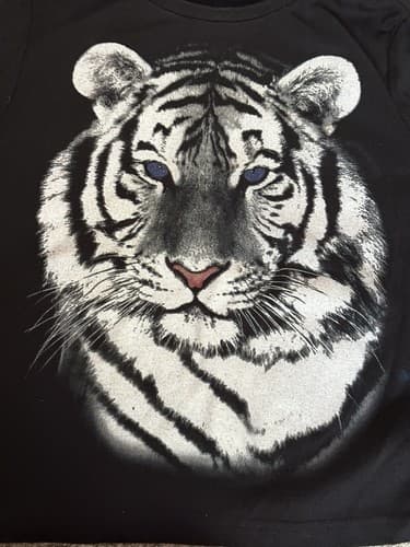 Vintage 90s Fiorlini International 3/4 white Tiger graphic Shirt Women's medium - Thumbnail 2