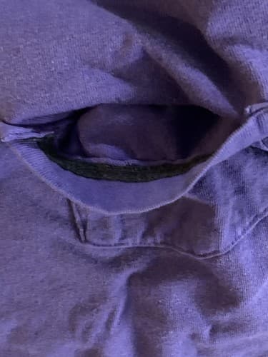 Vtg USA TOWNCRAFT Pocket T shirt L Selvedge Oversized Single Stitch Flaw Purple - Thumbnail 5