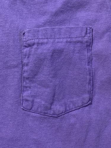 Vtg USA TOWNCRAFT Pocket T shirt L Selvedge Oversized Single Stitch Flaw Purple - Thumbnail 3
