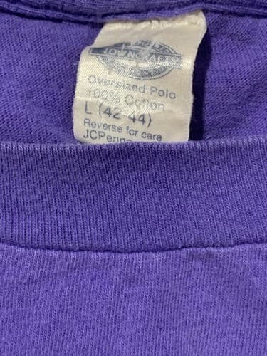 Vtg USA TOWNCRAFT Pocket T shirt L Selvedge Oversized Single Stitch Flaw Purple - Thumbnail 4
