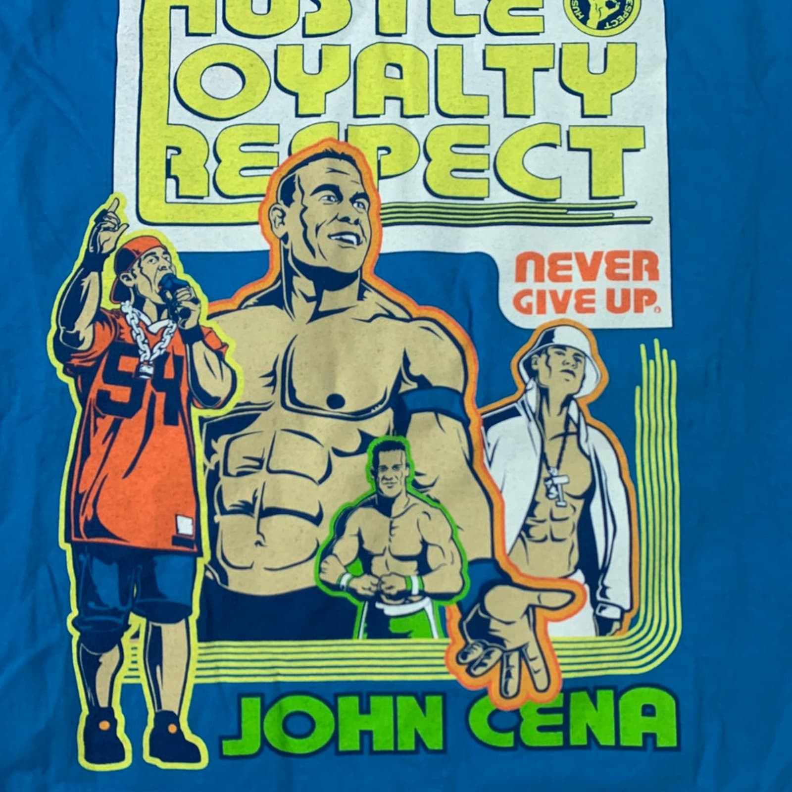 John Cena WWE Authentic Bright Blue T-Shirt Men's Medium - Thumbnail 2