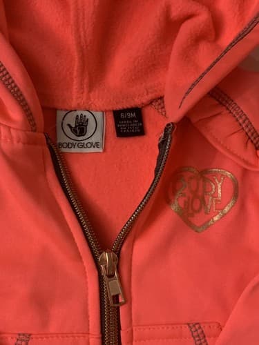 Body Glove Body Suit Infant Baby 6-9 Months Outfit Zip Up Coral - Thumbnail 3