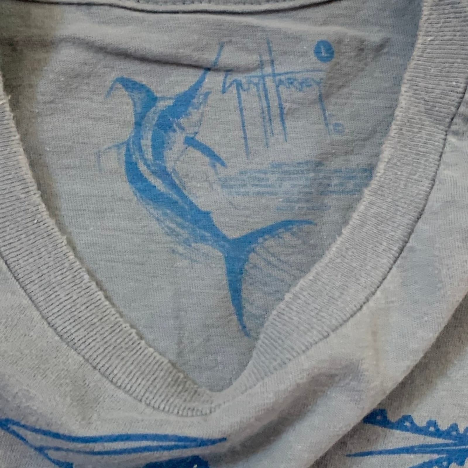Guy Harvey Marlin T-Shirt Blue Men's Large Bluewater Shirt - Thumbnail 4